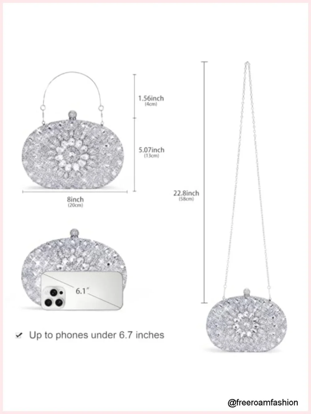 Rhinestone Clutch Purse for Women Evening Wedding Formal Party Crystal Sparkly